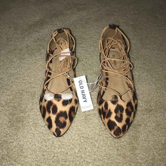Old Navy Shoes - Old Navy Lace Up Leopard Flats